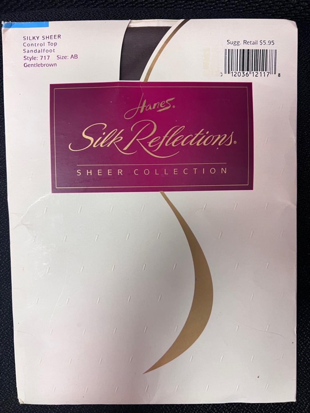 Hanes Silk Reflections Pantyhose AB Gentle Brown Sheer Control Top Sandalfoot
